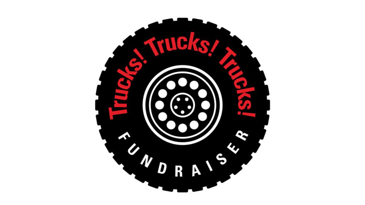 Trucks Trucks Trucks Fundraiser logo in the shape of a big tire
