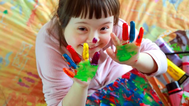 Little Girl with Paint on Her Hands