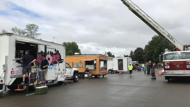 Food trucks and fire trucks