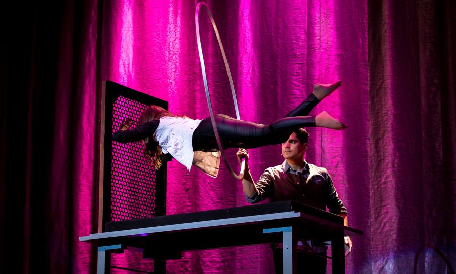 The Jason Bishop Show - Jason's assistant is seen levitating over a table